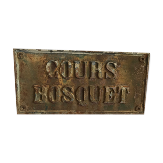 Plaque de rue rue en fonte 1900