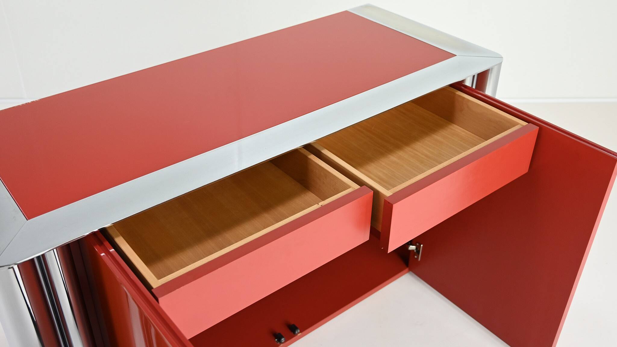 Antonello Mosca, Buffet For Cinova, Lacquer And Chrome, Italy C.1969