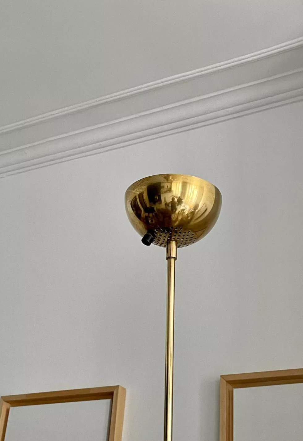 Vintage modernist floor lamp Saint Germain Lumière, brass, France 1980
