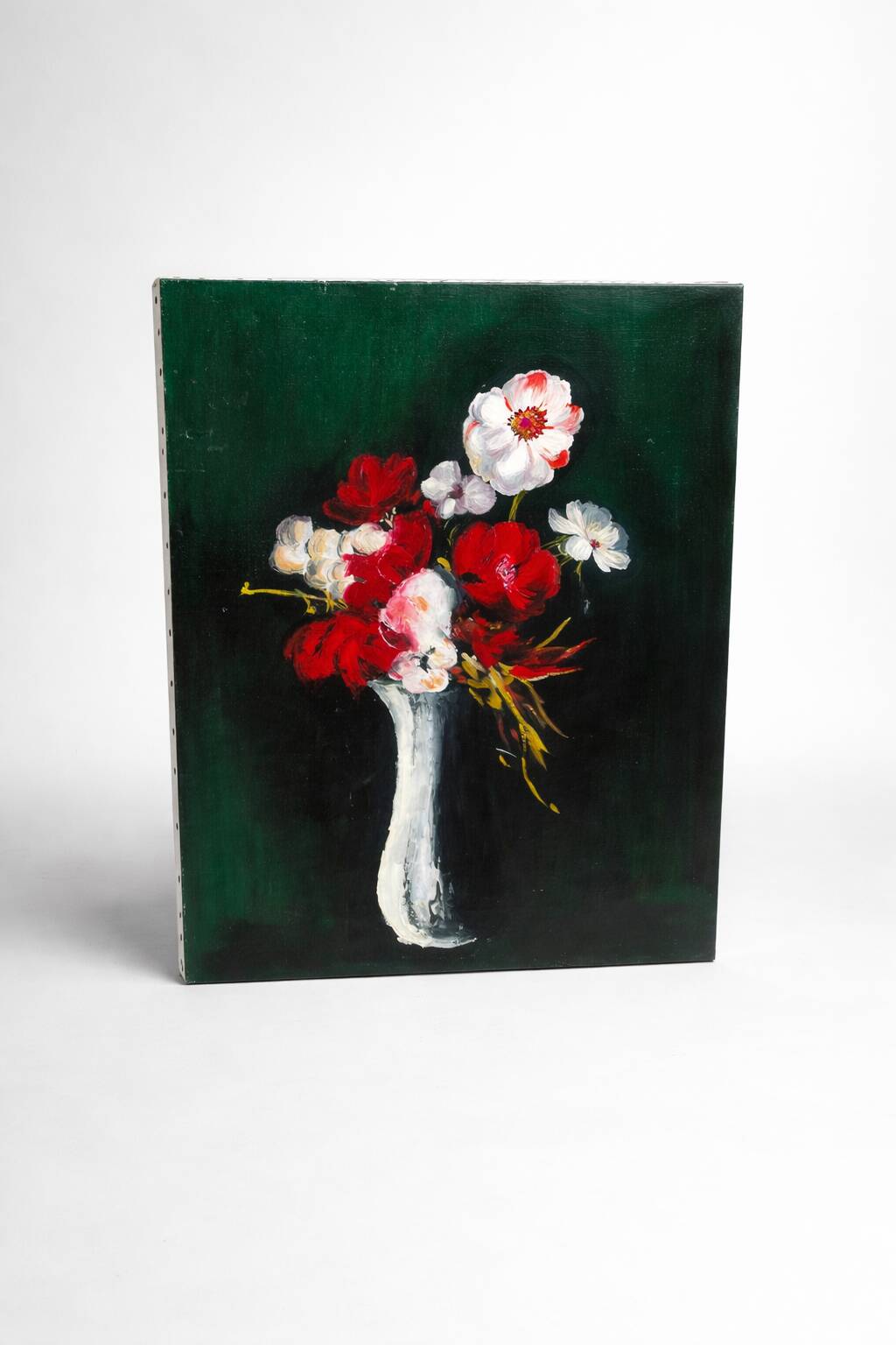 Large oil on canvas – Still life with red flowers – Vlaminck spirit –