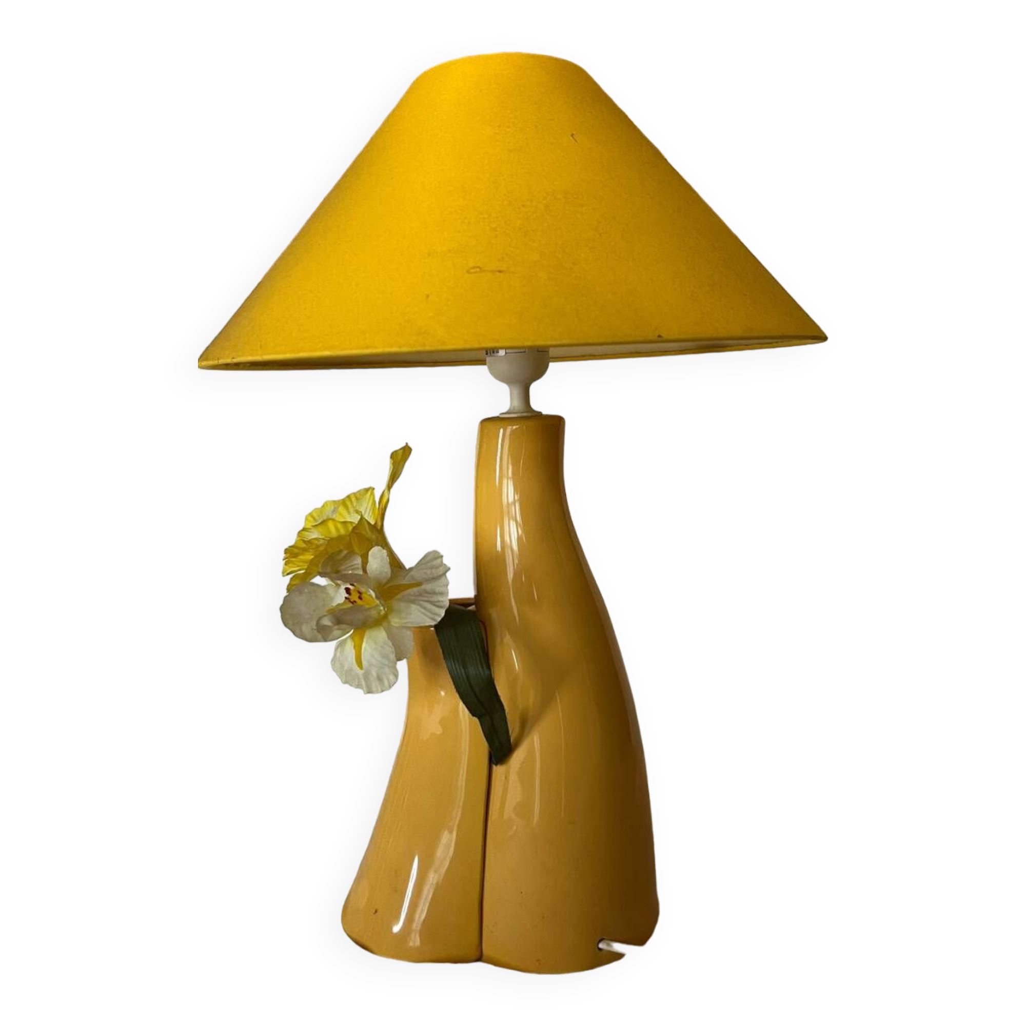 Ceramic table lamp and decorative pot 1980