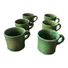 Tasses charentaise moque en terre cuite glaçure verte E Ledevant 1939 céramique