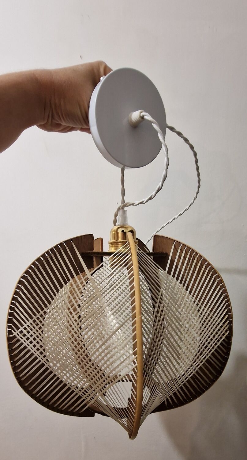 Scandinavian woven suspension lamp