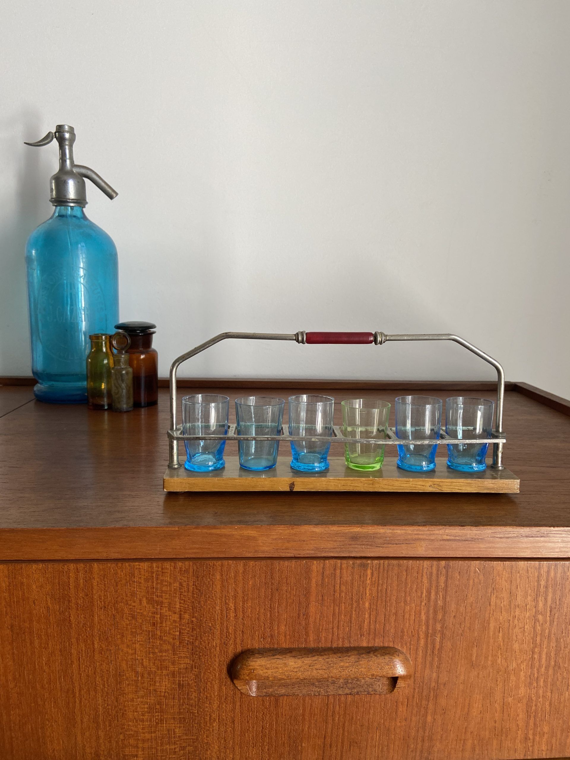 Vintage liqueur glasses and their display