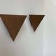 Pair of vintage geometric wall lights, patinated copper, France 1960