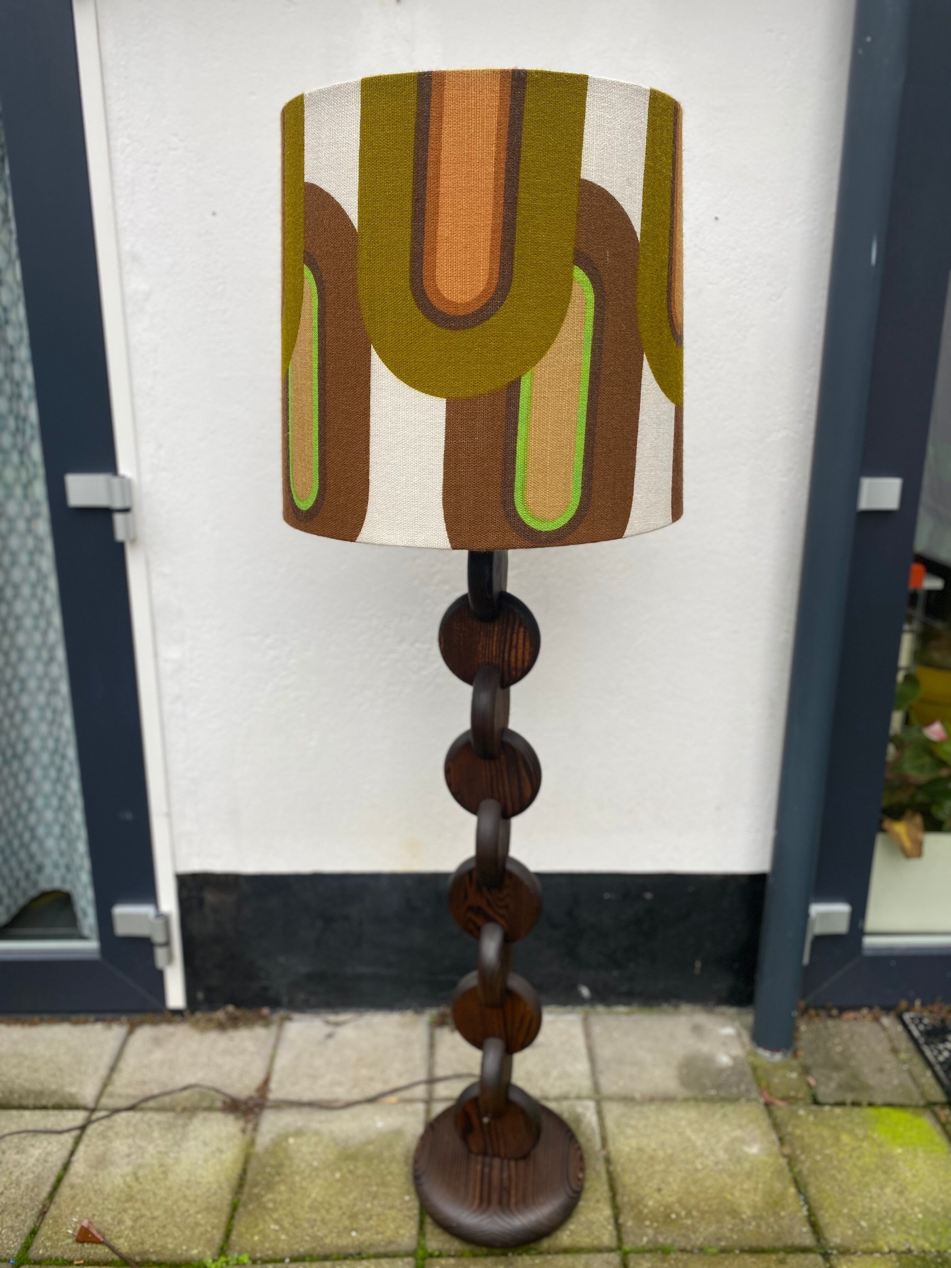 Brutalist Carved Wood Floor Lamp