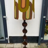 Brutalist Carved Wood Floor Lamp