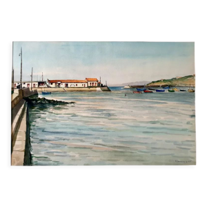 Aquarelle sur papier Port d'Hendaye?,