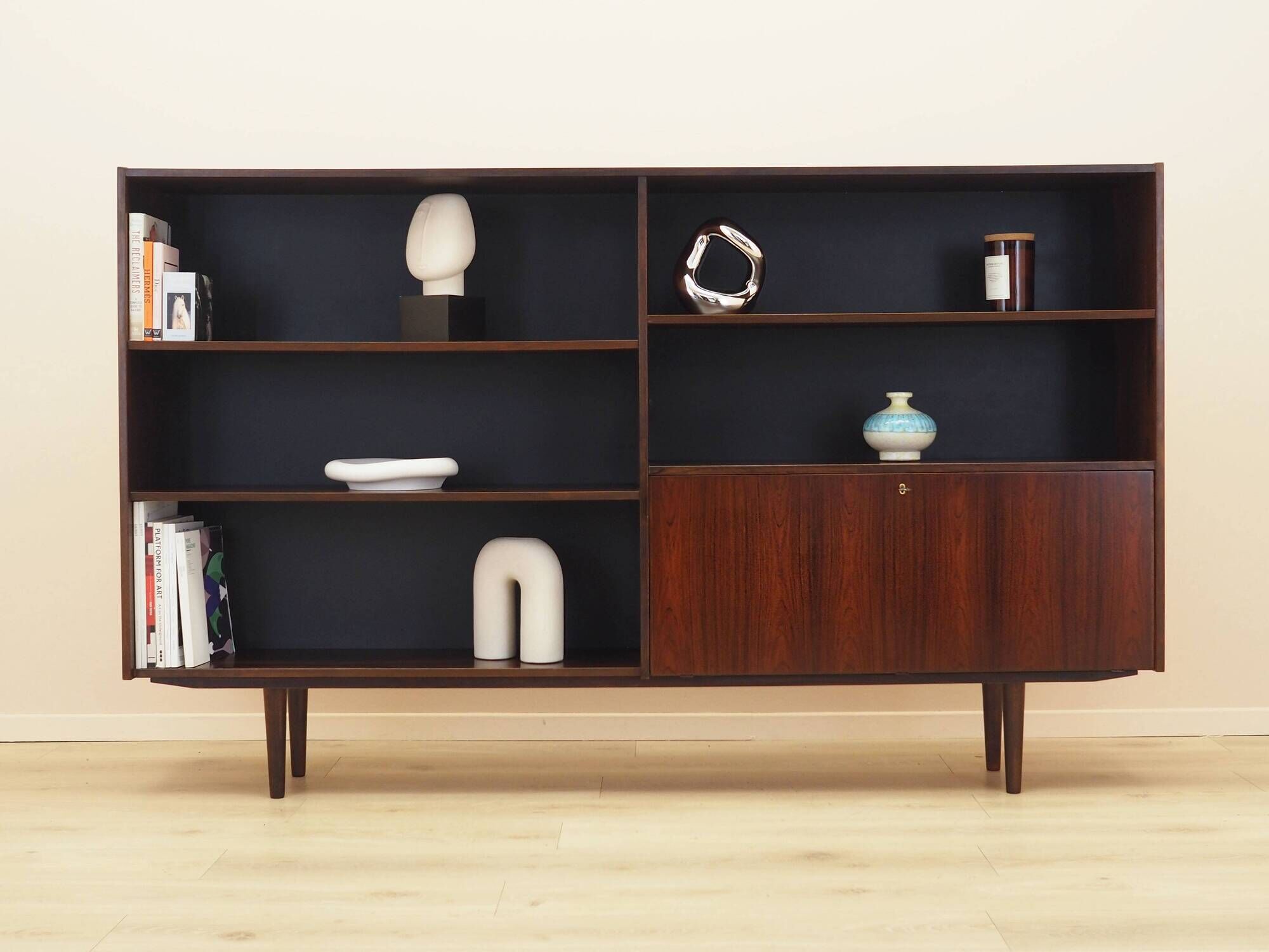 Bookcase with bar cabinet, rosewood veneer, Denmark, 1970s