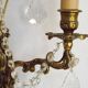 Pair of French Baroque Double Bronze Crystal Wall Lights Glass Bead Swags
