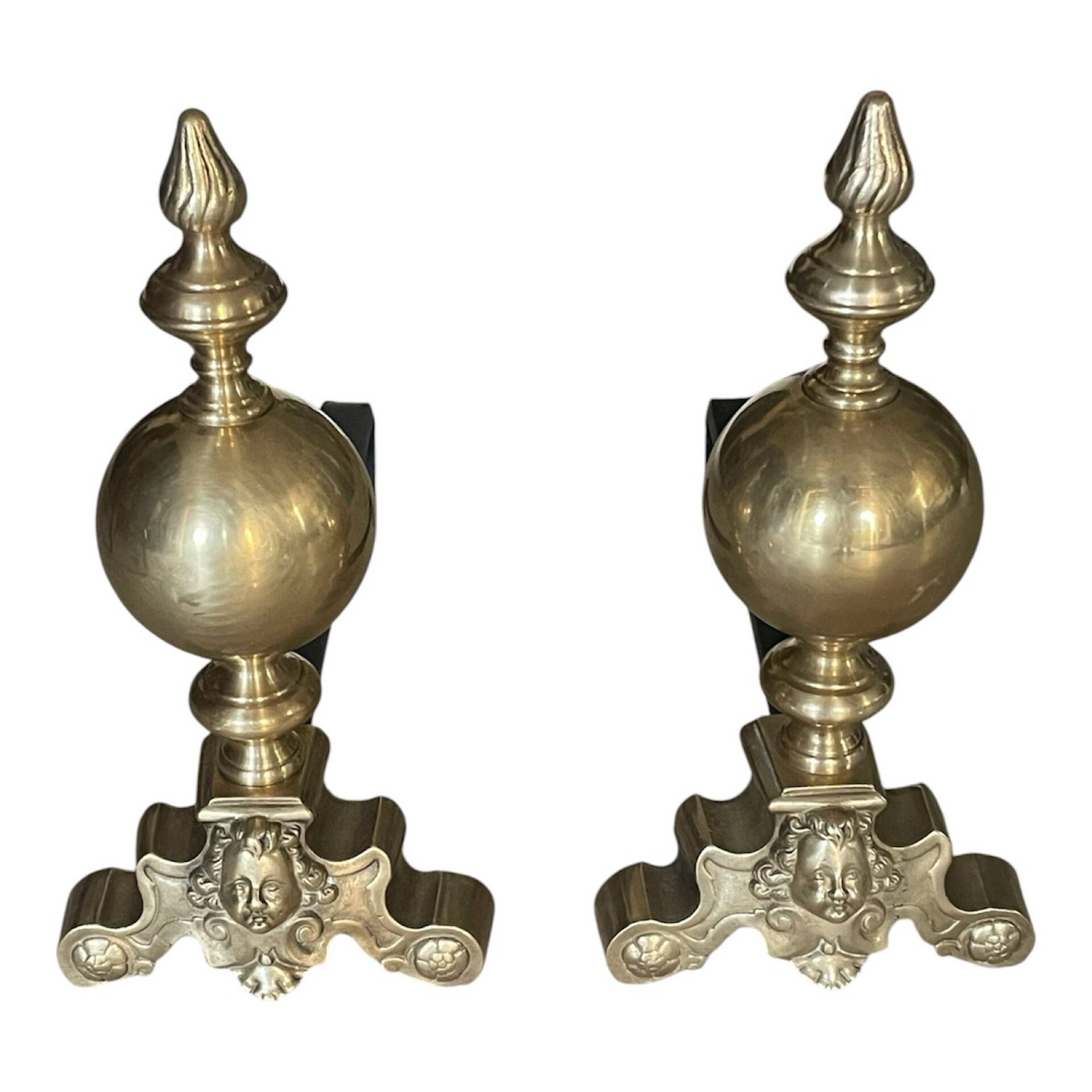 Pair of brass andirons