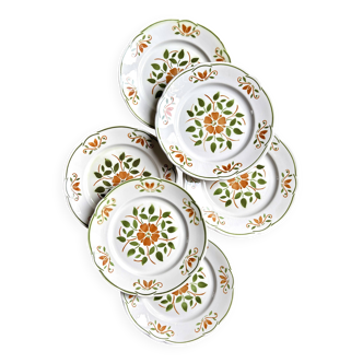 6 flat plates in glazed earthenware