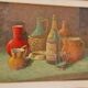 Dipinto Huile Sur Toile Nature Morte S. Piancaldi 50x70 Années 60/70