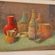 Dipinto Huile Sur Toile Nature Morte S. Piancaldi 50x70 Années 60/70