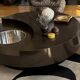 Willy Rizzo Coffee Table ‚Yin Yang‘, Brown Lacquer and Silve, Italy 1970s