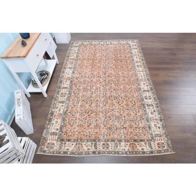 Tapis turc vintage fait main orange 180x286