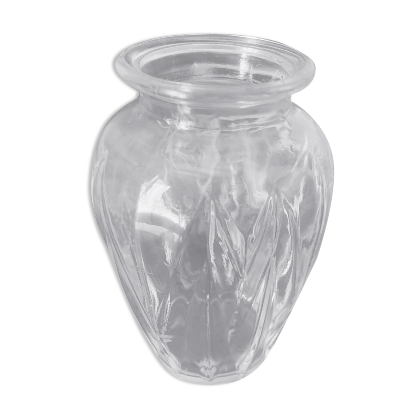 Hyacinth vase in molded transparent glass vintage pattern