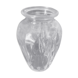 Hyacinth vase in molded transparent glass vintage pattern