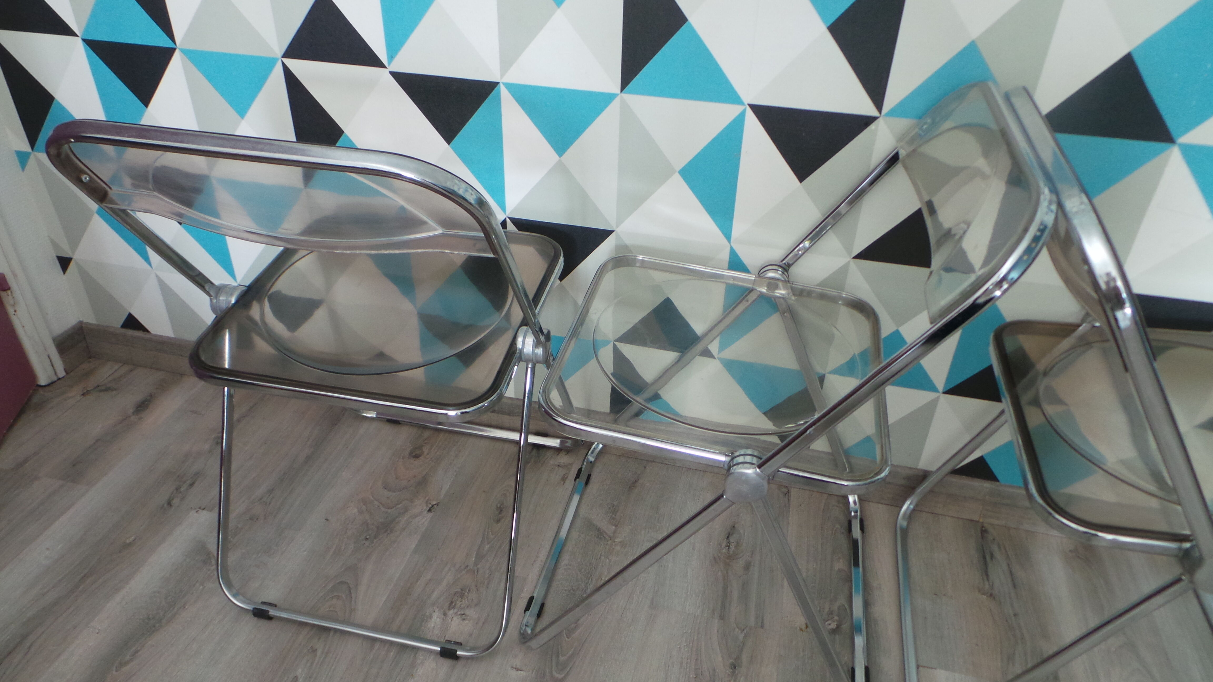 Set 4 chairs plia by Giancarlo Piretti for Castelli