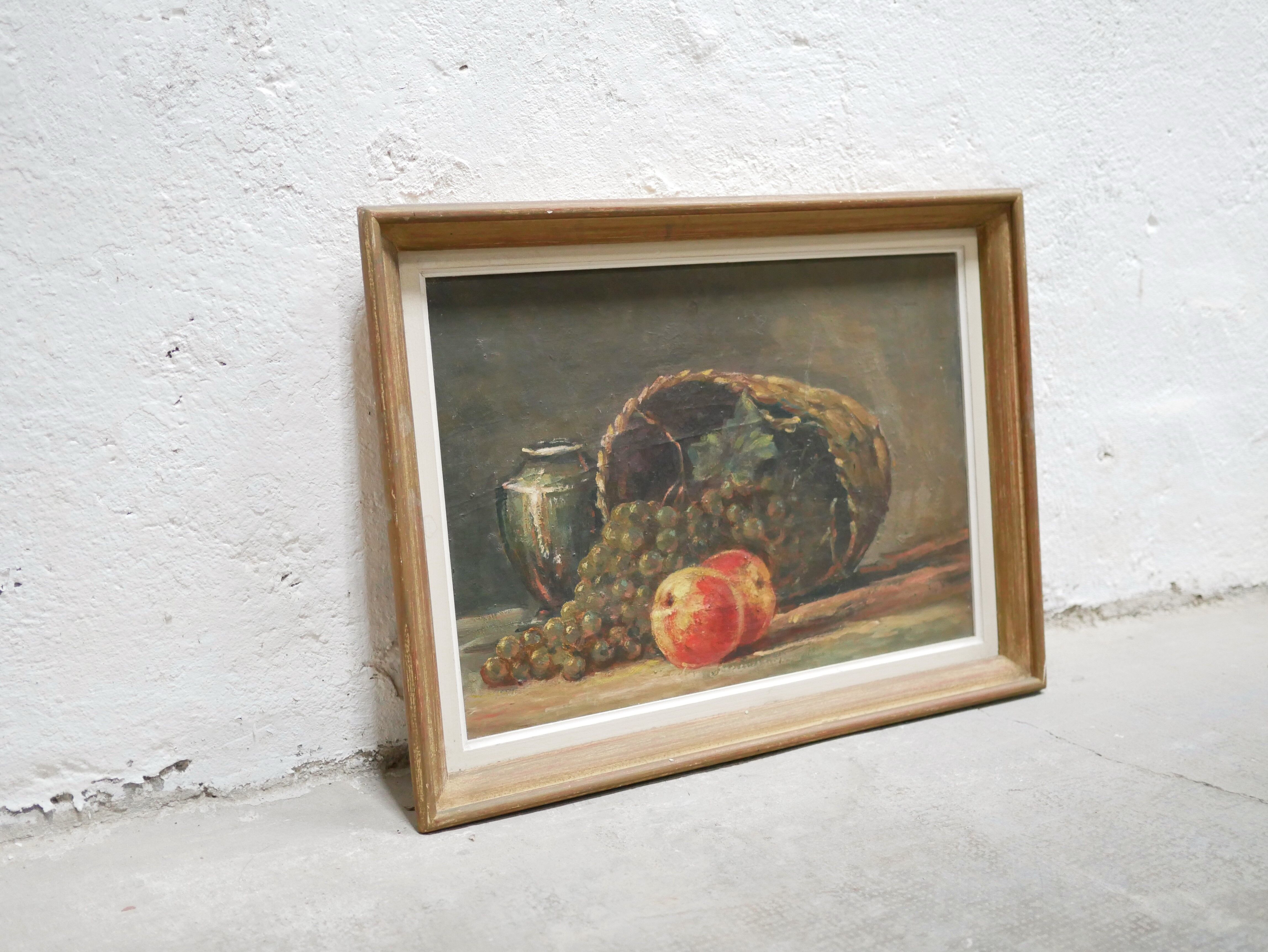 Old painting, still life, oil on panel