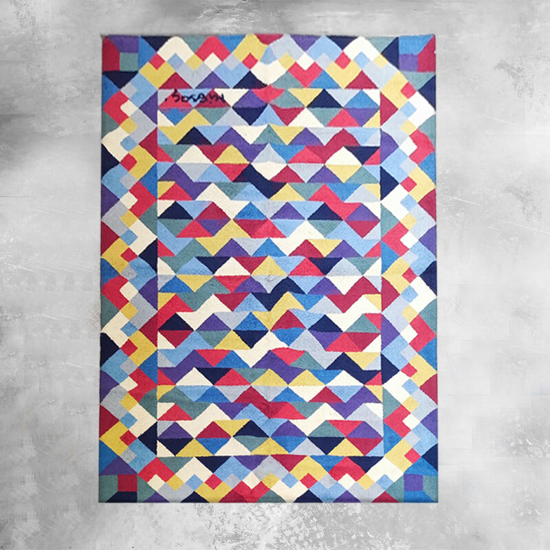 1980s Gorgeous Woolen Rug by Ottavio Missoni called "Pyramid. Limited edition