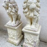 Pair of lion garden statues