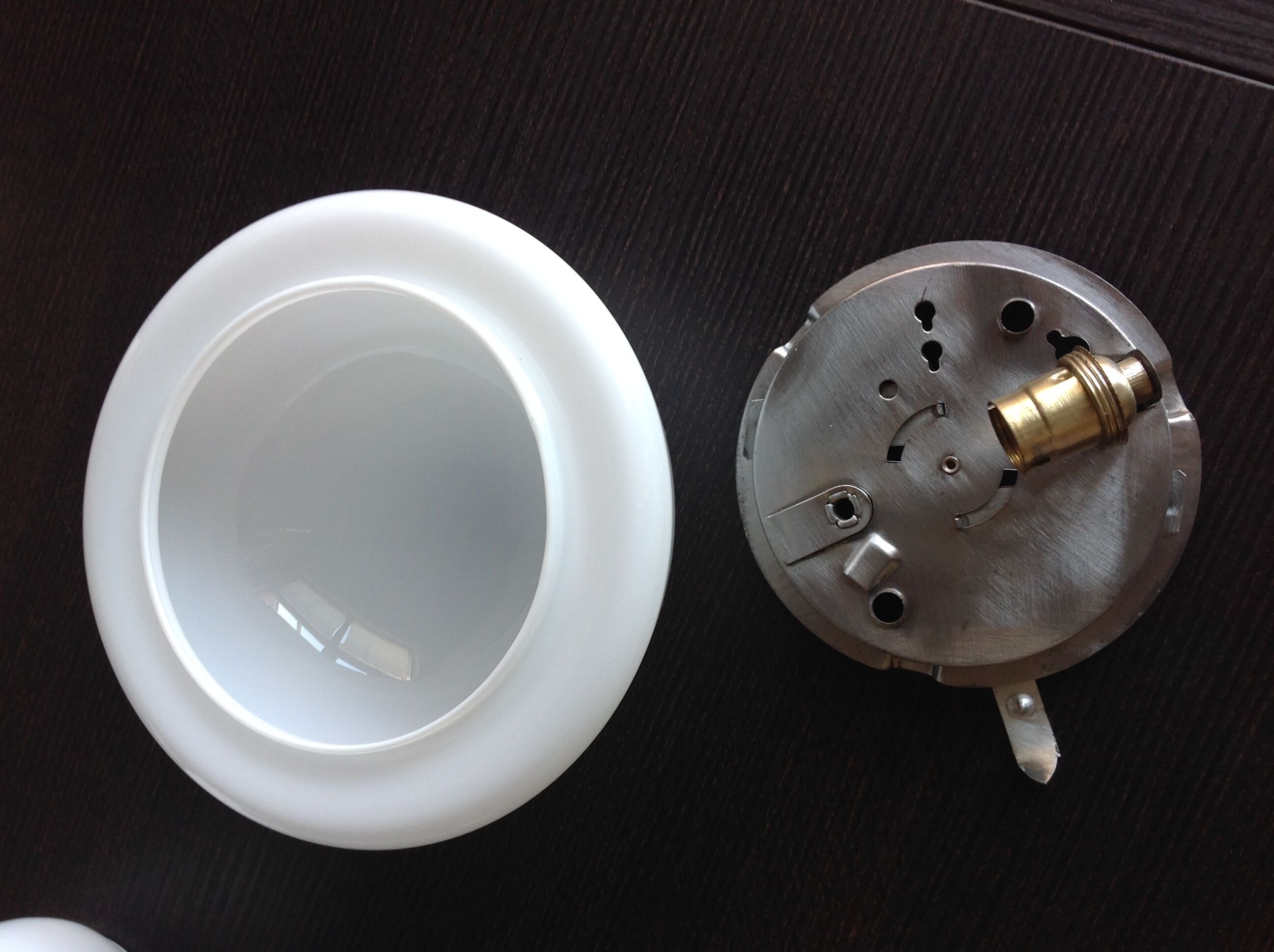 Ceiling light in opaline White half moon / 60 - 70s vintage