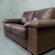 Italian Rattan and Leather Sofa, 1970s