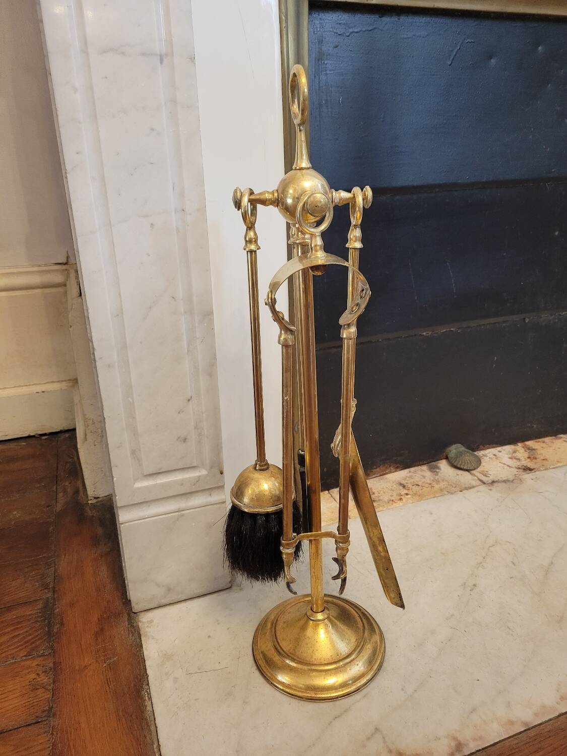 Gilded bronze fireplace tool set 1900