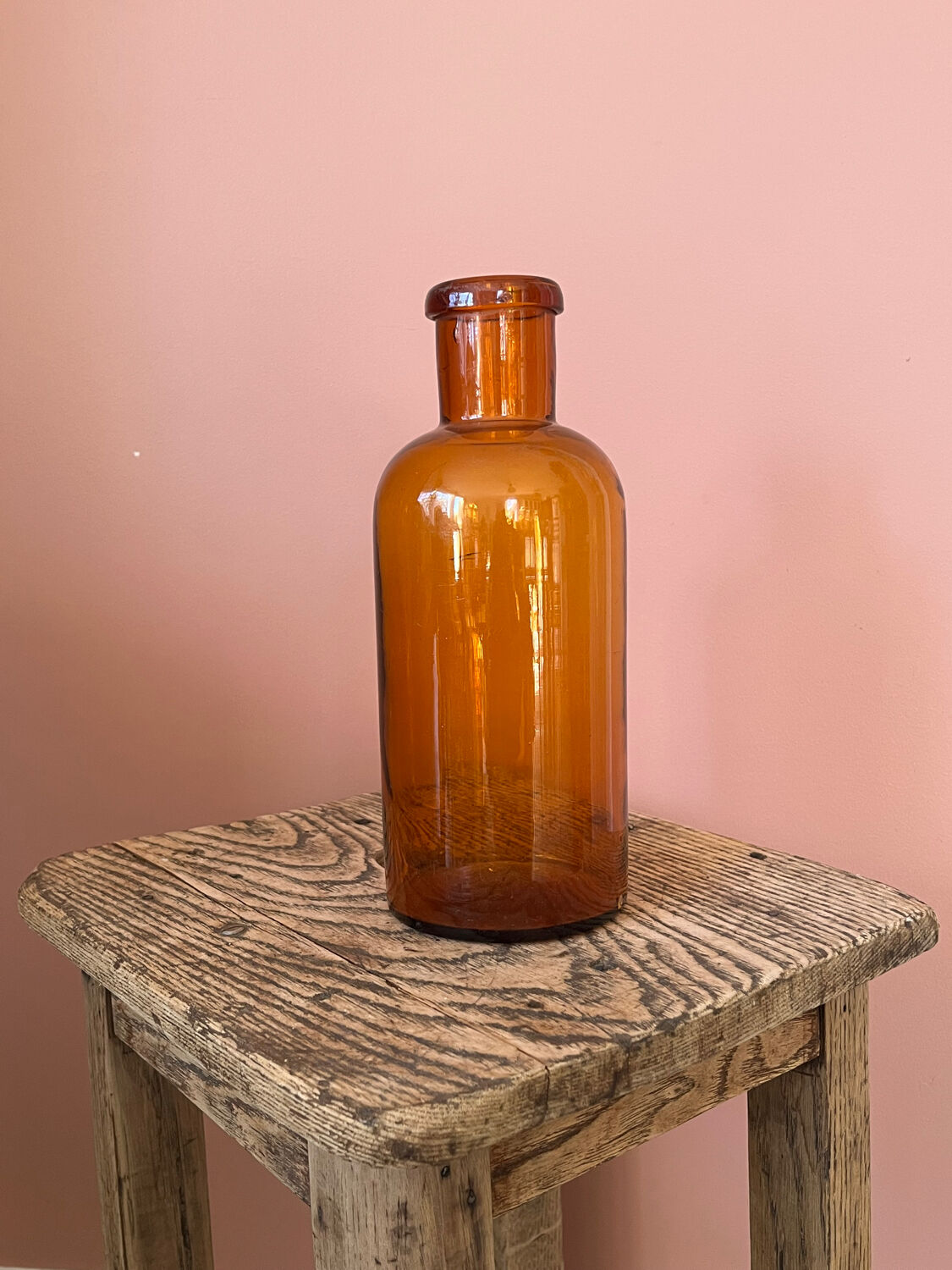 Amber glass bottle vase