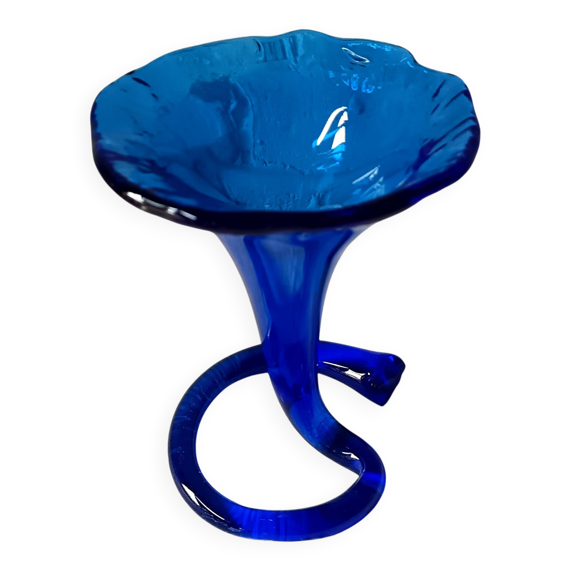 Beautiful trumpet VASE, in blown cobalt blue glass