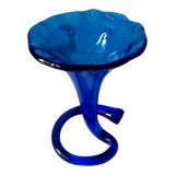 Beautiful trumpet VASE, in blown cobalt blue glass