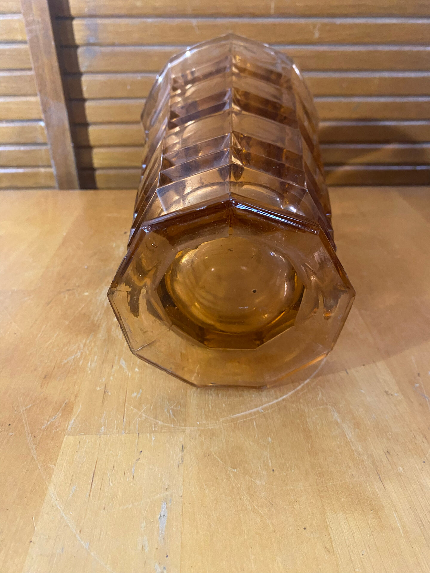 Vintage Art Deco Style Orange Amber Moulded Glass Vase