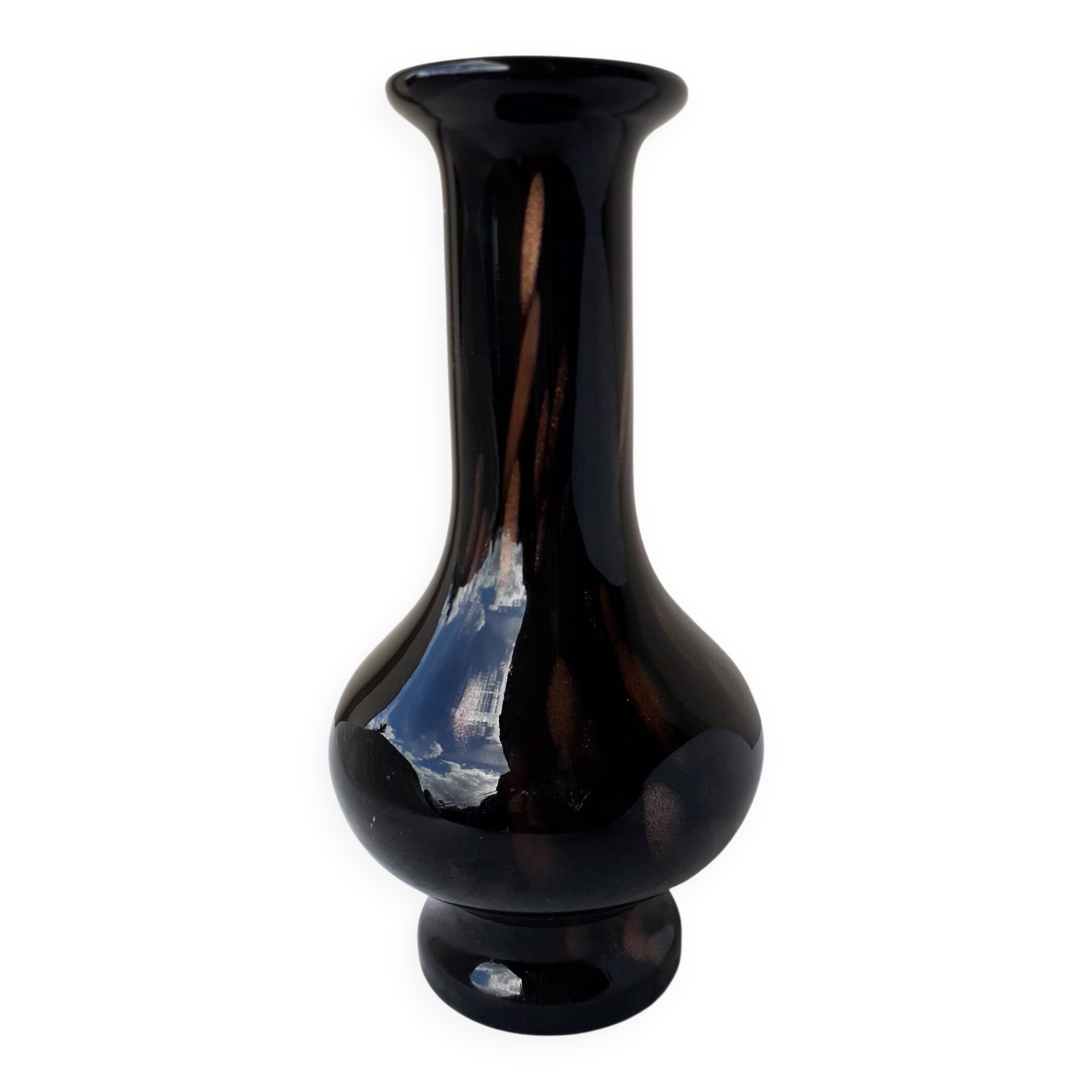 Vase en verre moucheté
