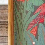 Folding tray parrots and flowers fiber and rattan