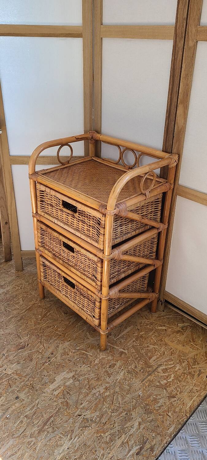 Commode rotin vintage