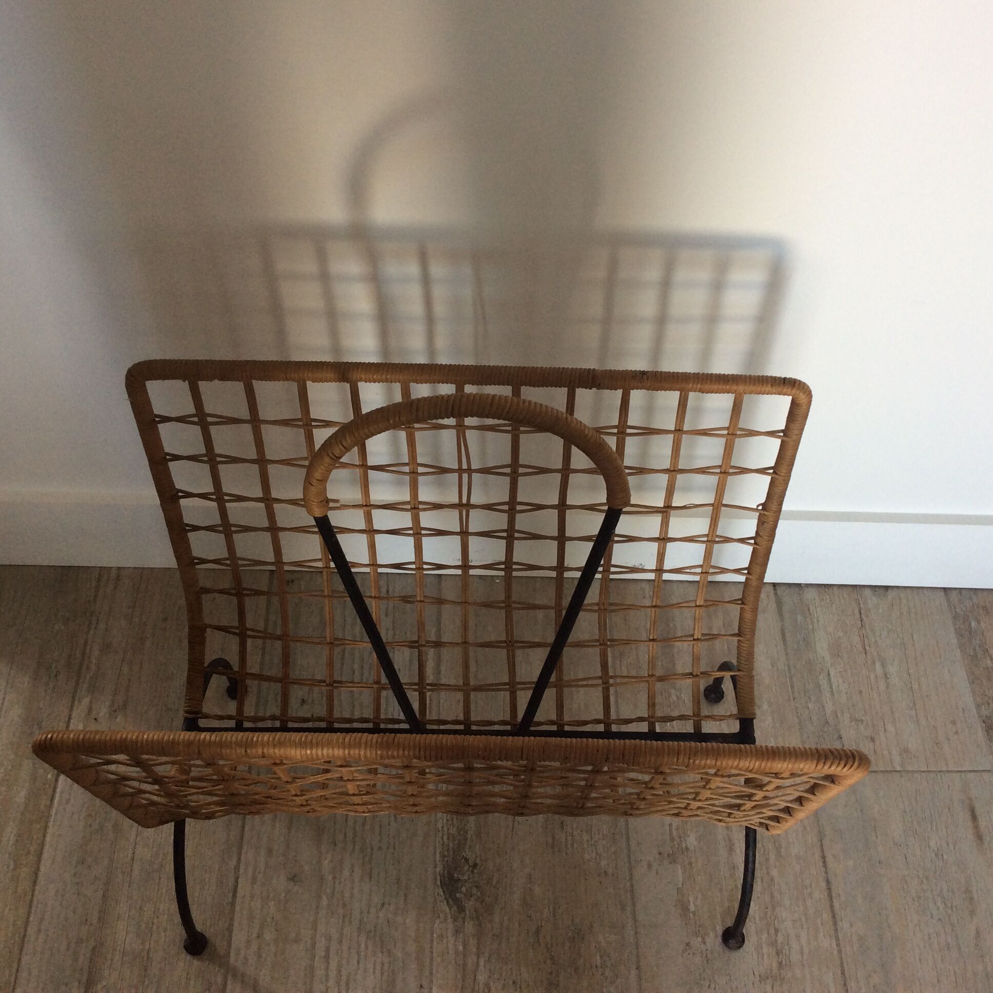 Rattan and iron magazine holders