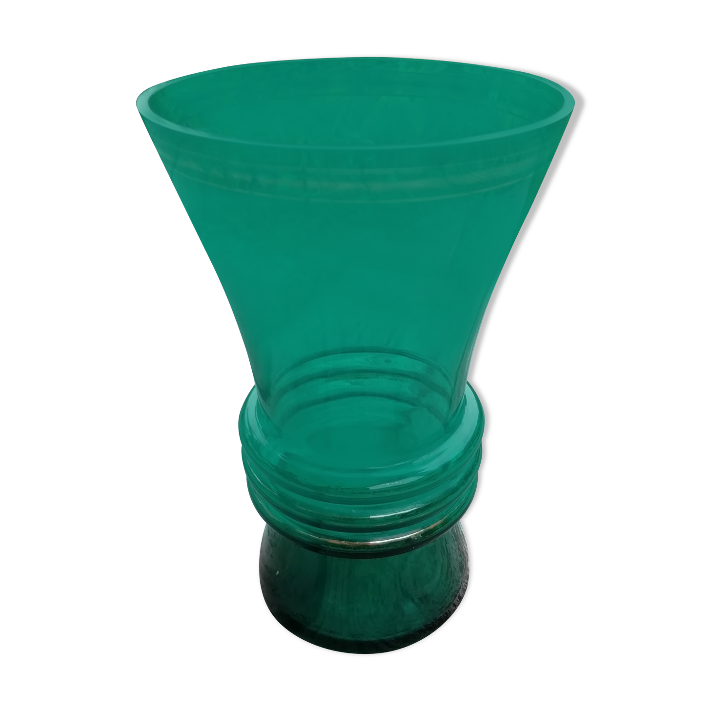 Green glass vase