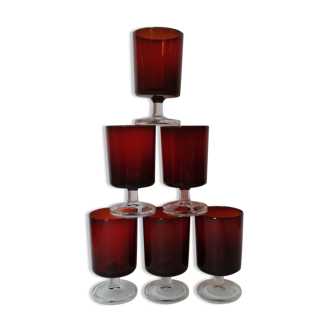 Série de 6 verres  rouges vintage 70