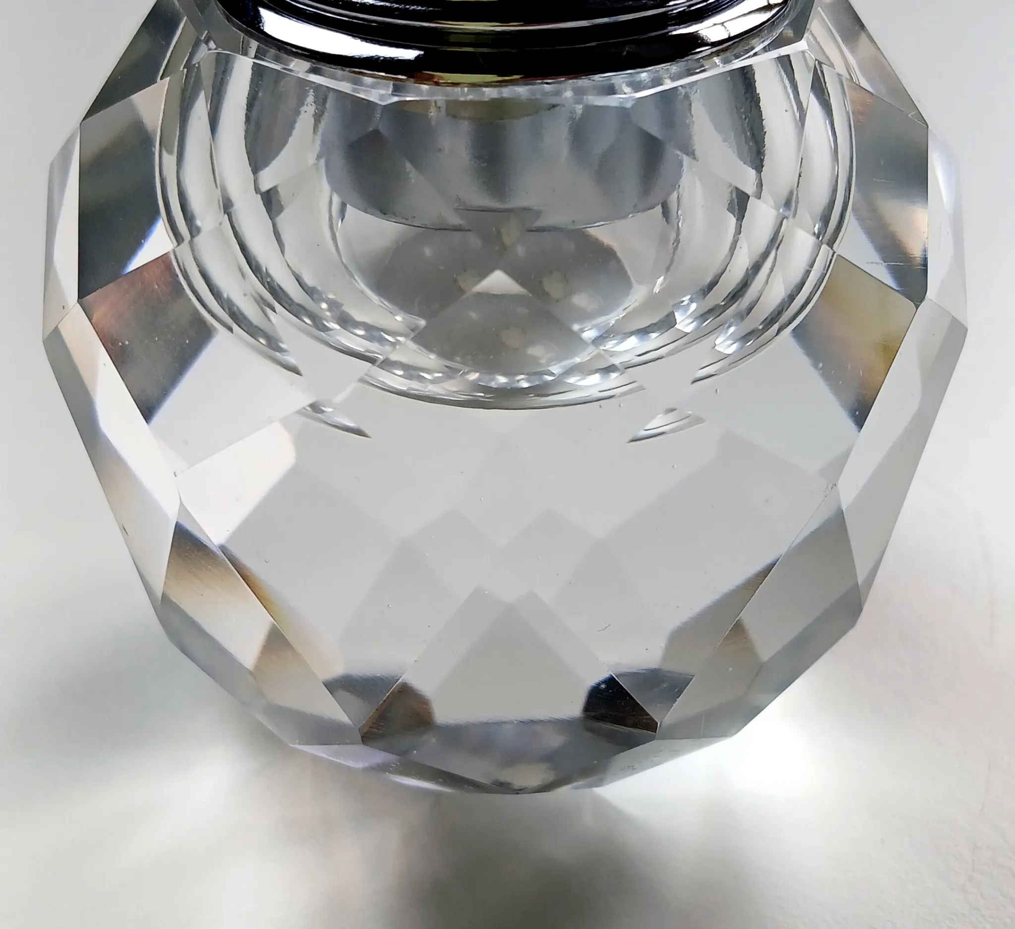 Table lighter/candle holder/faceted crystal paperweight handmade. 1960