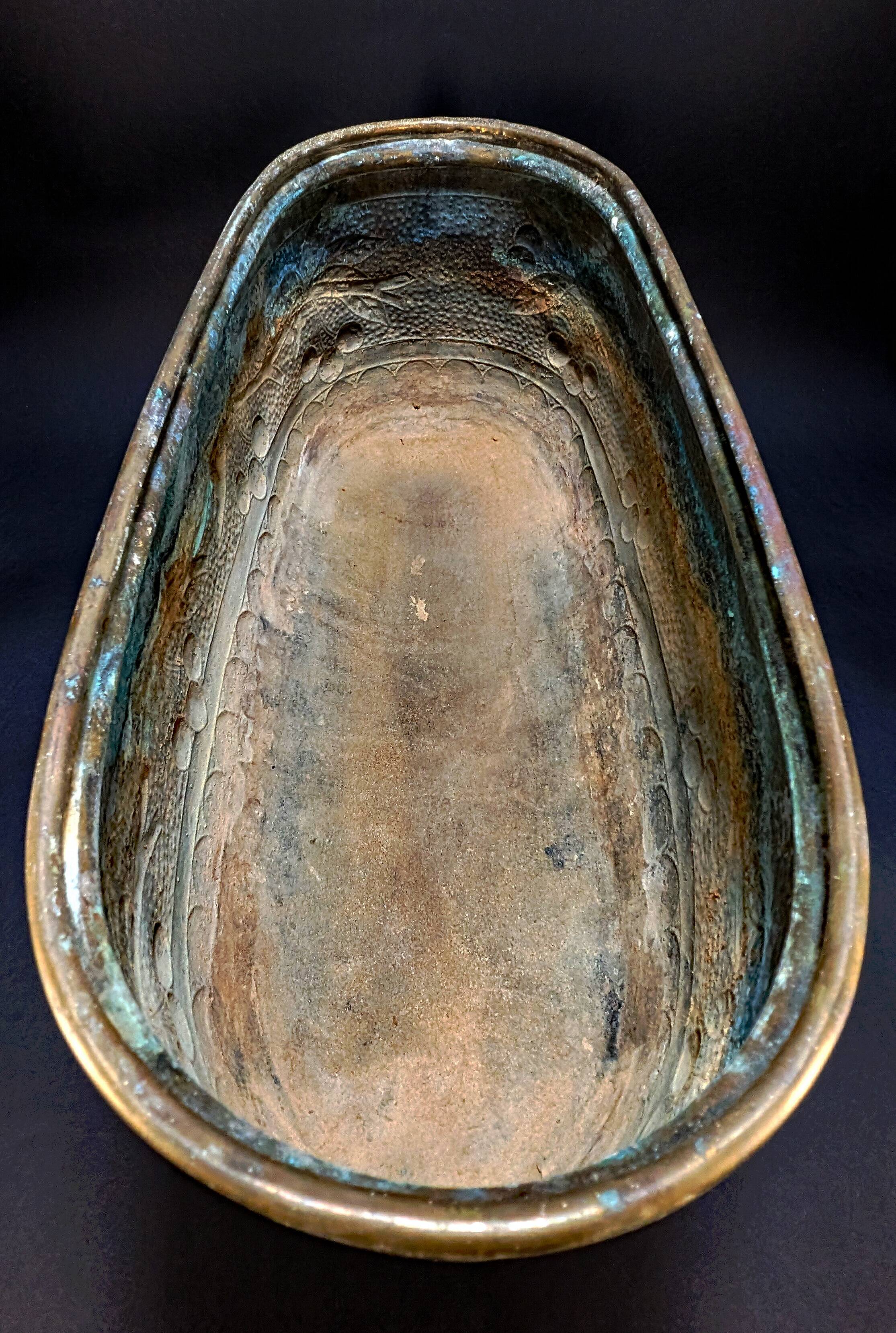 Antique Brass Jardinière – Repoussé Cherry & Leaf Décor – c.1900