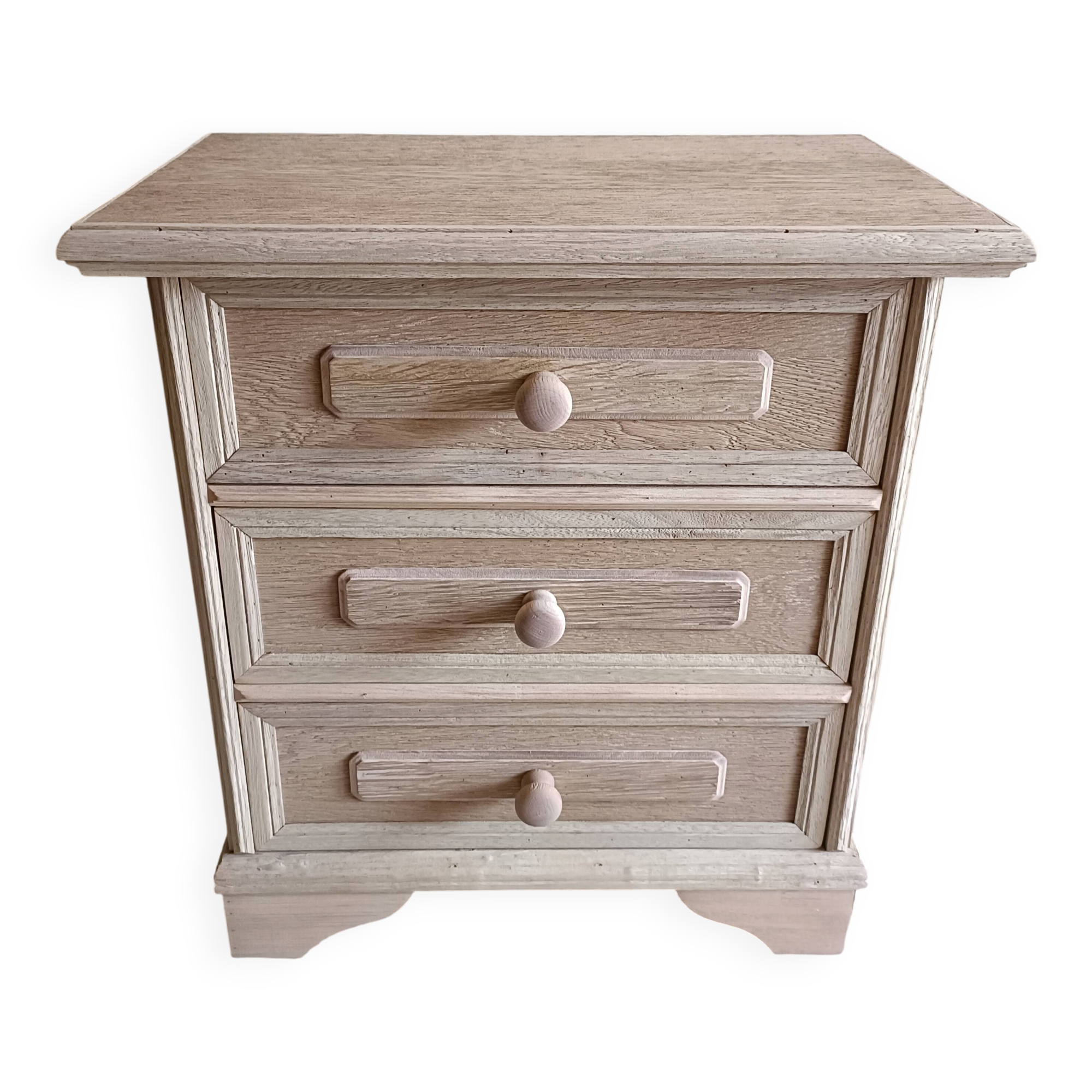 Renovated raw bedside table with 3 drawers