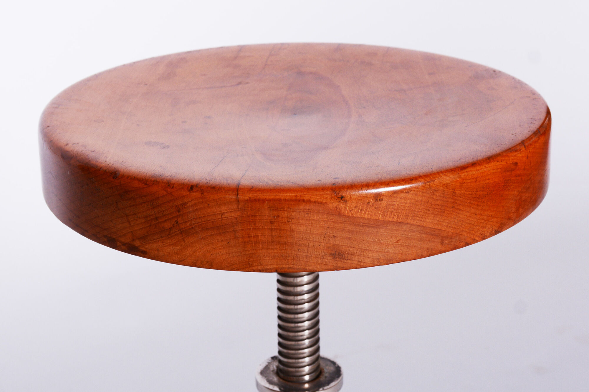 Restored Bauhaus Stool, Mücke Melder, Beech, Chrome-Plated Steel, Czechia, 1930s