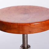 Restored Bauhaus Stool, Mücke Melder, Beech, Chrome-Plated Steel, Czechia, 1930s
