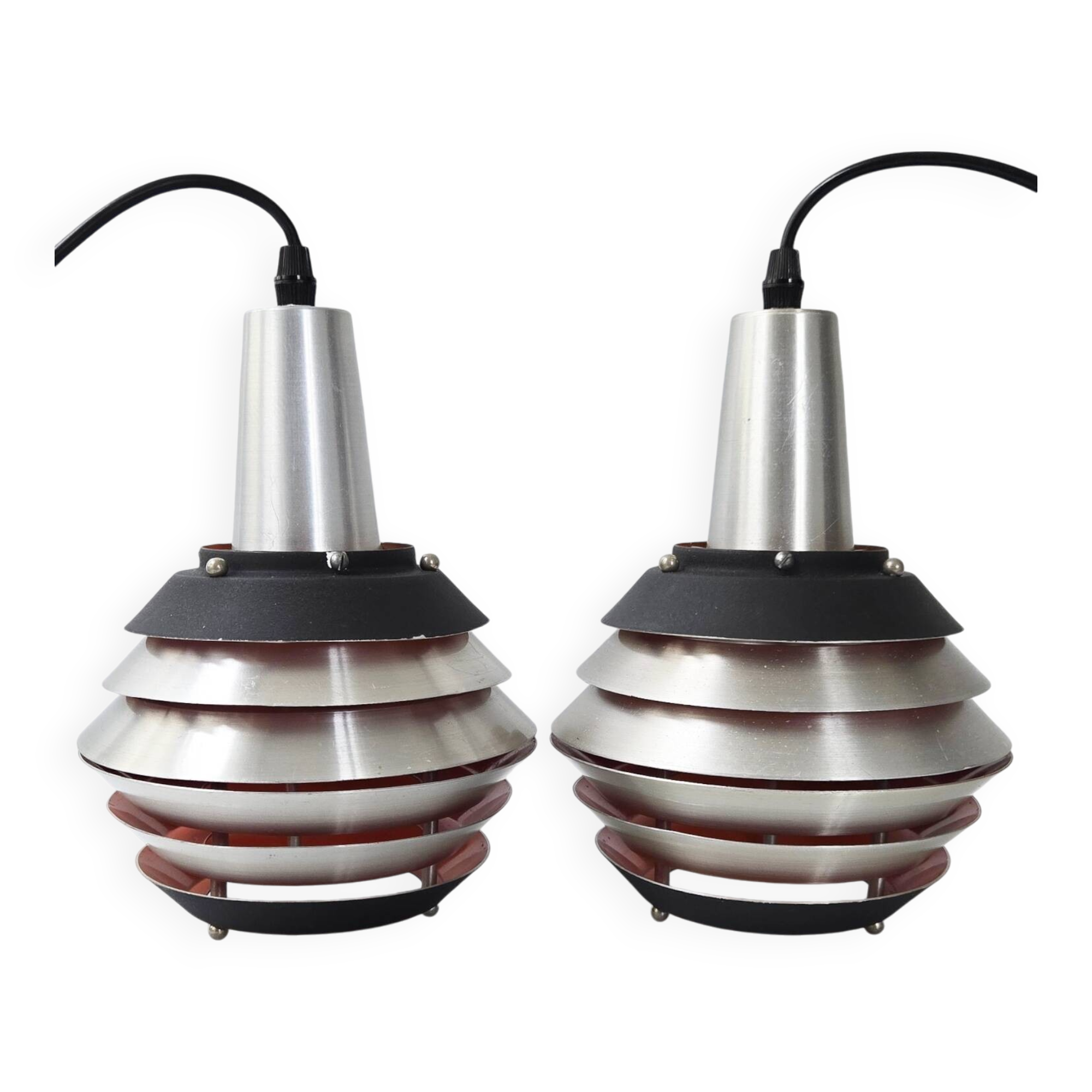 Pair of vintage pendant lights by Lakro Amstelveen 1960