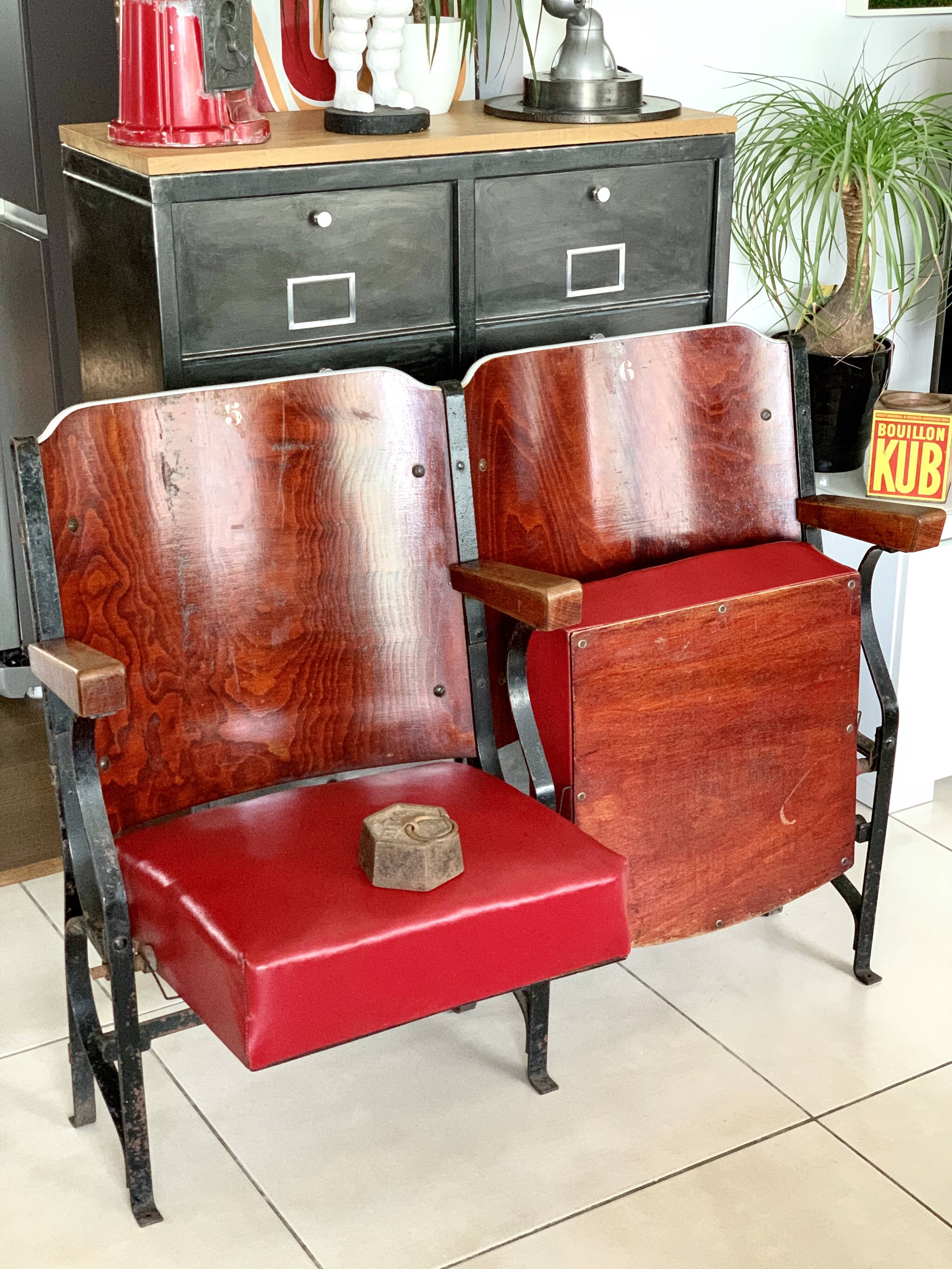 Pair of vintage cinema armchairs
