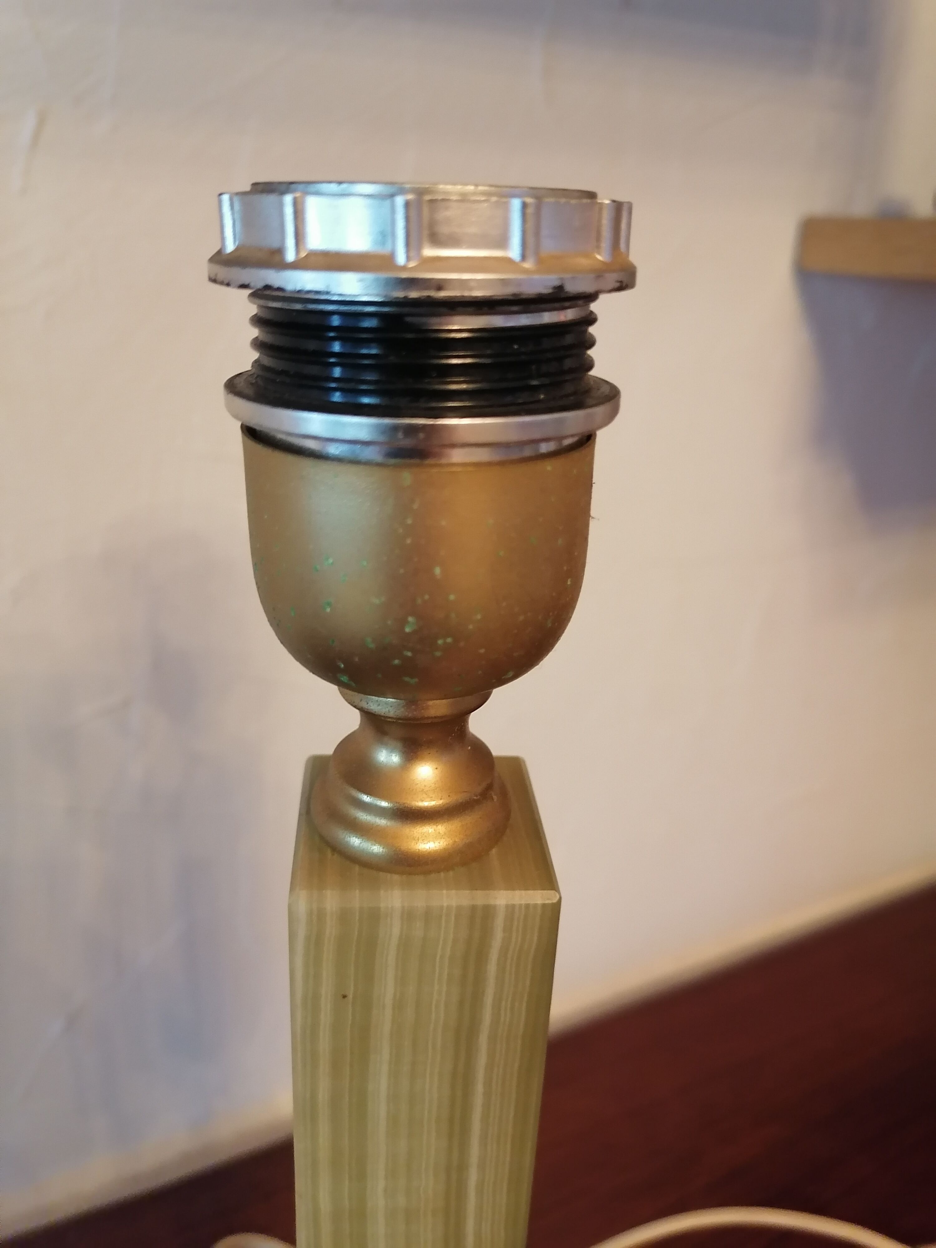 Foot lamp bedside desk onyx brass 1950 60