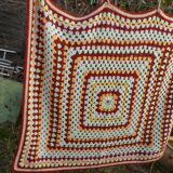 plaid - couverture au crochet granny couleurs vintage 138 x 110 cm