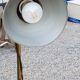 Lampadaire des années 70 en laiton doré métal laqué beige et plastique marron 2 spots