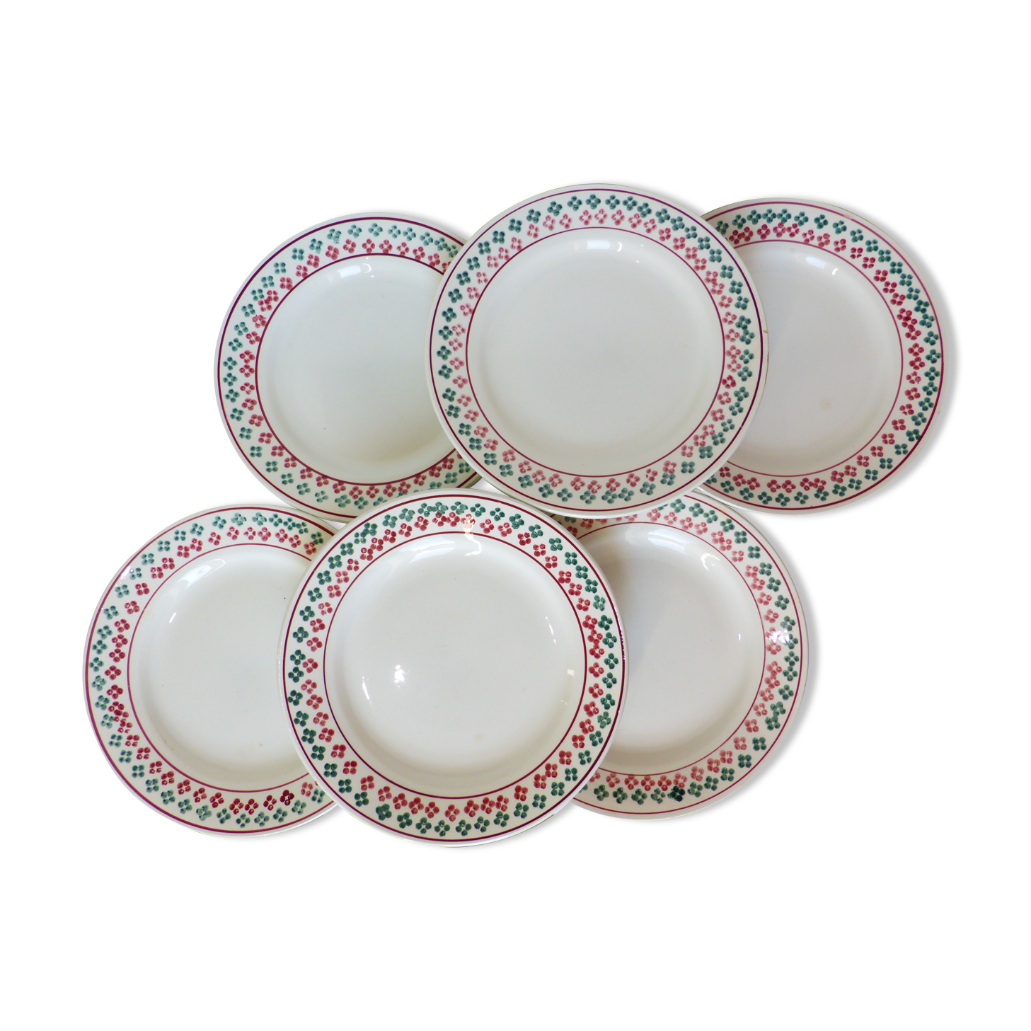 6 vintage flat plates from Céranord St Amand